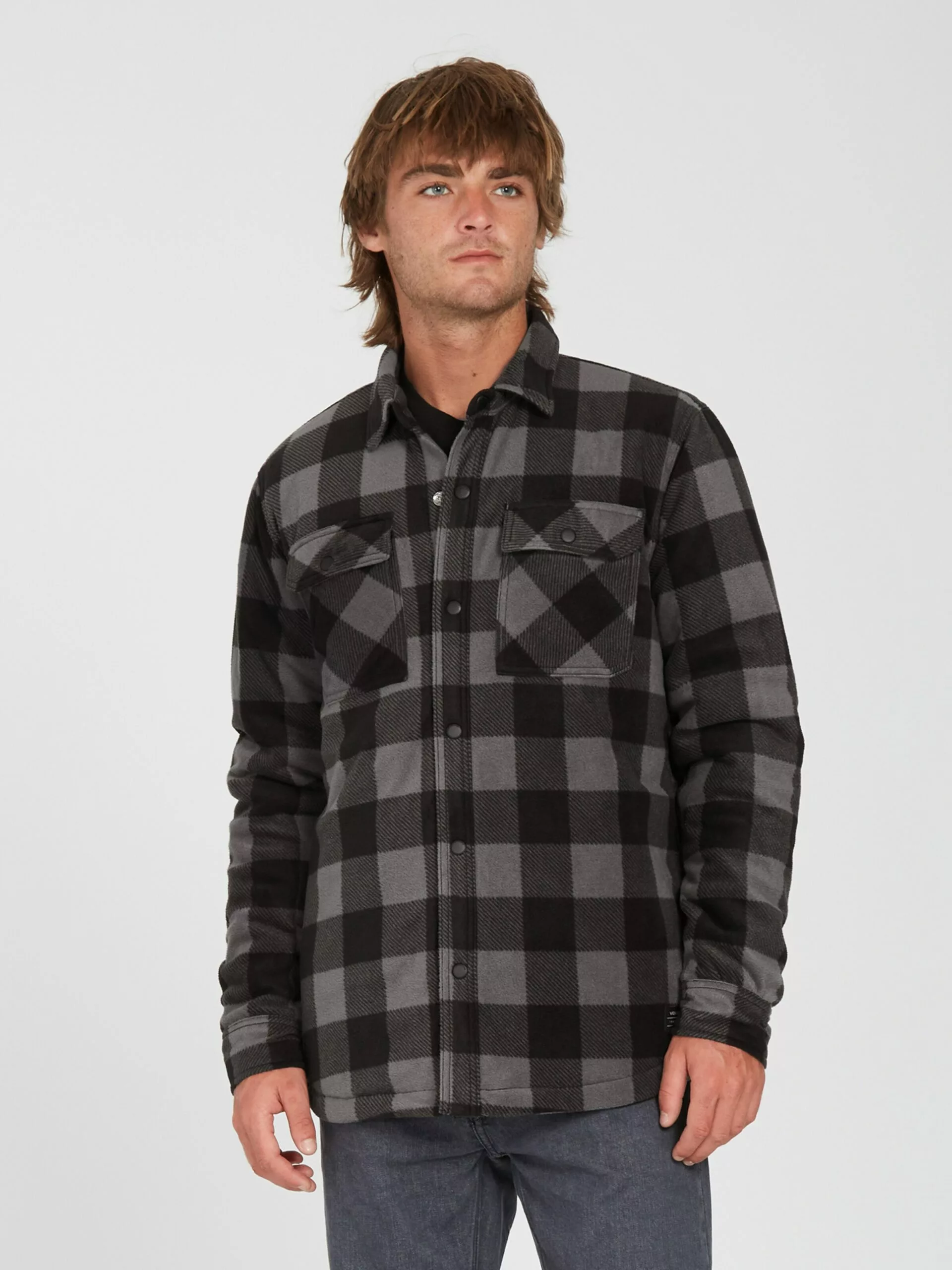 Volcom Chemises à Carreaux Fit Confort Chemise Bowered Homme Gris Foncé 4 Volcom Chemises à Carreaux Fit Confort Chemise Bowered Homme Gris Foncé – Image 2