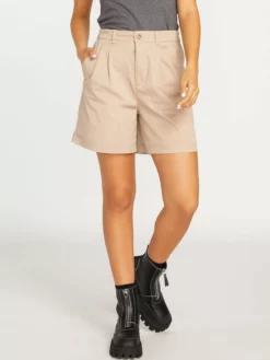 Volcom Shorts Loosefit Pantalon à Pince Frochi Femme Beige